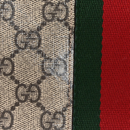 Gucci GG Supreme Monogram Textured Calfskin Web Medium Ophidia Shopping Tote Beige Ebony New Acero 12 of 12