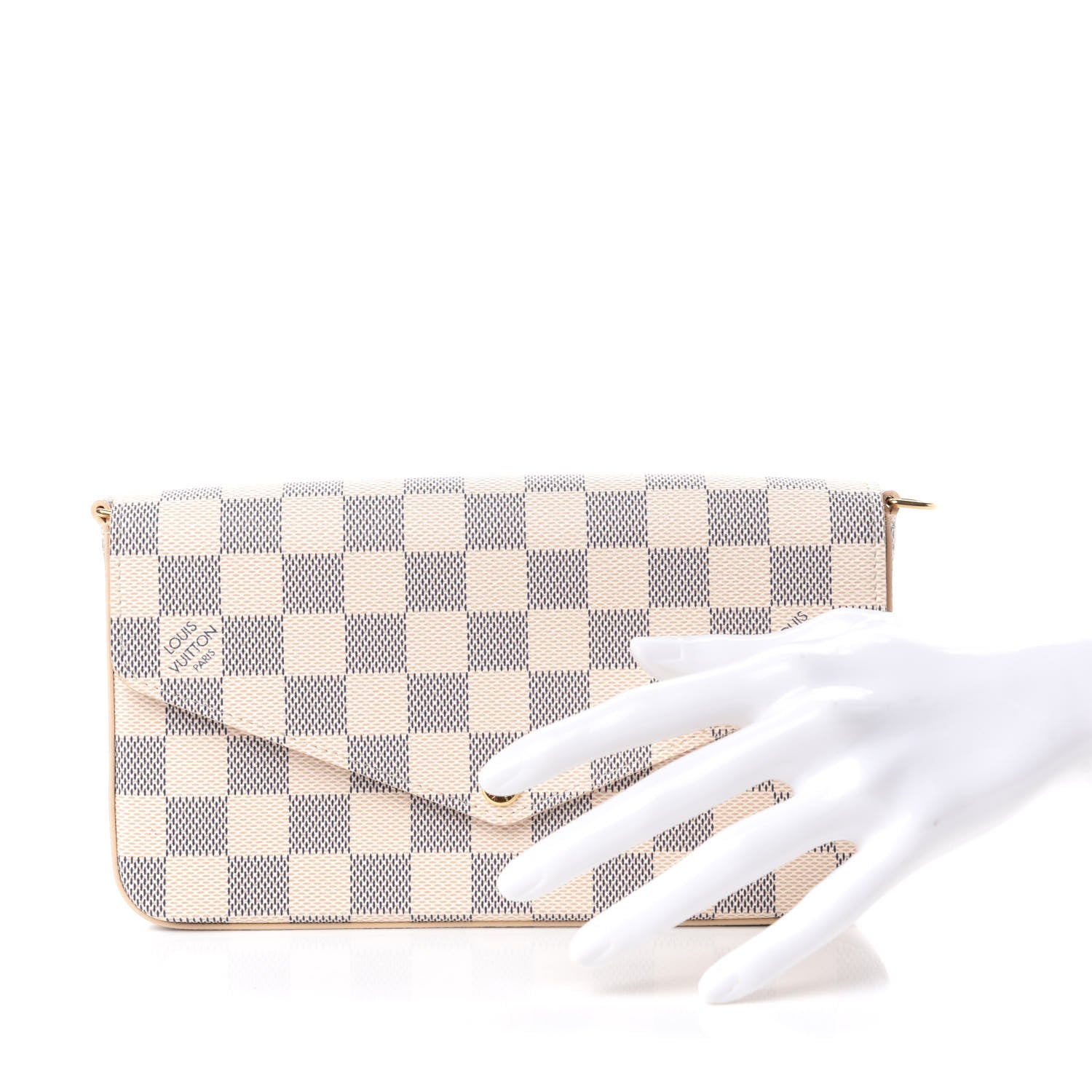 Louis Vuitton Damier Azur Pochette Felicie Chain Wallet Rose Ballerine 2 of 7
