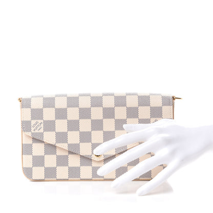 Louis Vuitton Damier Azur Pochette Felicie Chain Wallet Rose Ballerine 2 of 7
