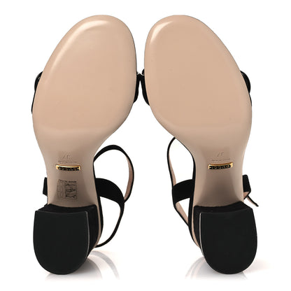 Gucci Kid Scamosciato GG Marmont Ankle Wrap 75mm Sandals 37 Black 7 of 9