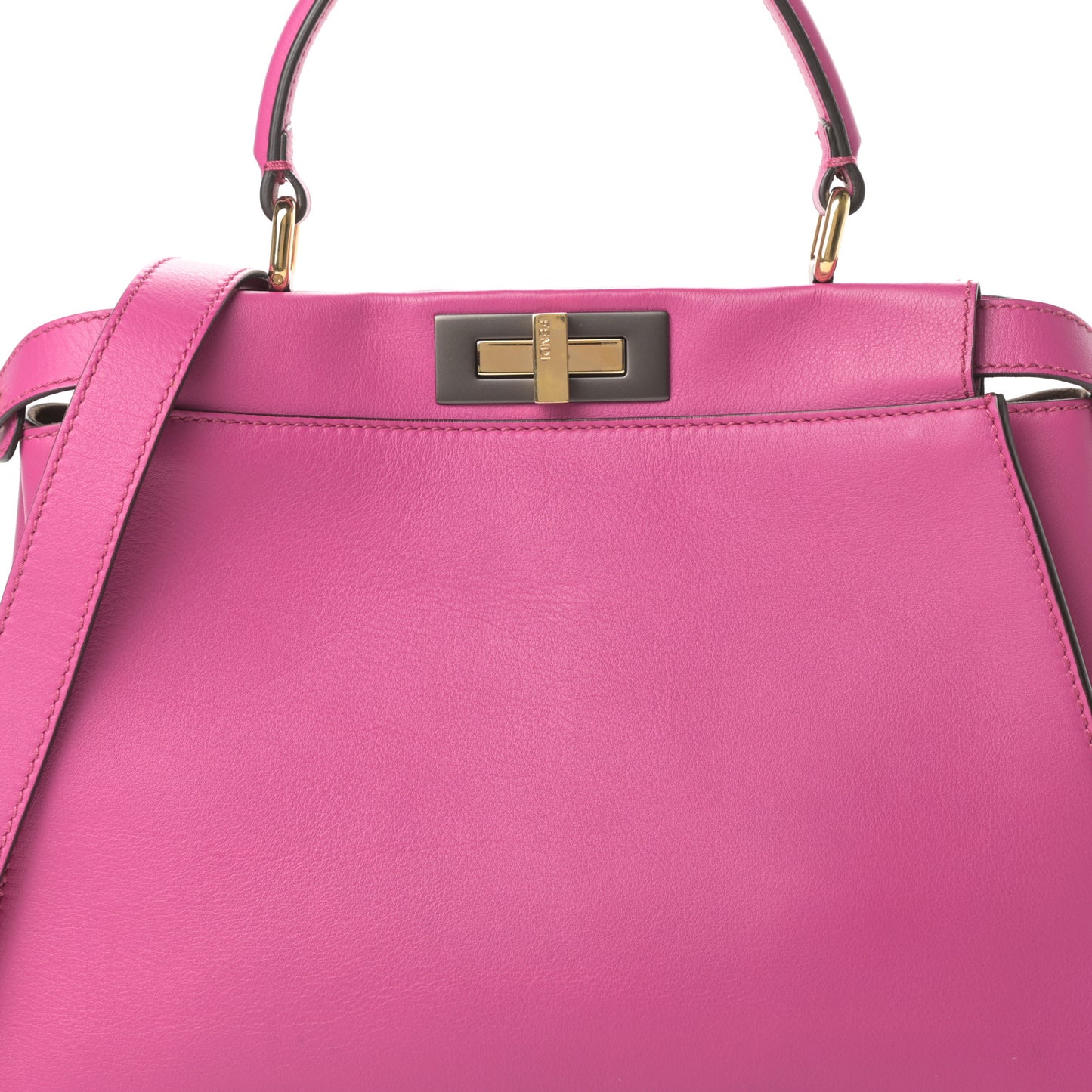 Vitello Seta Medium Peekaboo Iconic Satchel Magenta