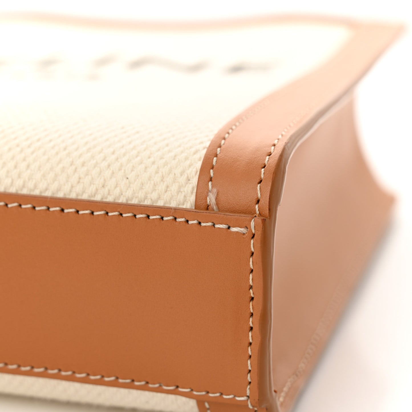Canvas Calfskin Mini Vertical Cabas Natural Tan