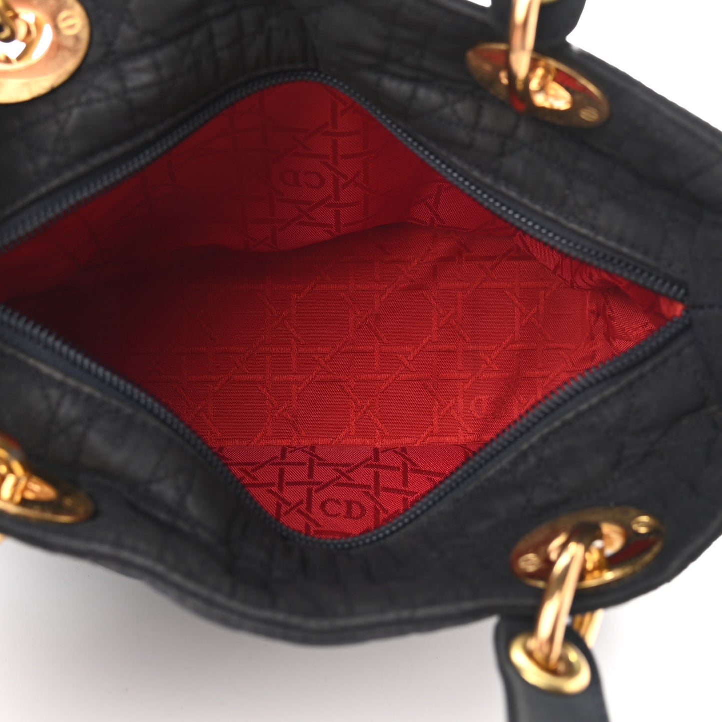 Nylon Cannage Medium Lady Dior Black