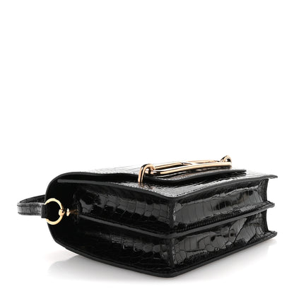Hermes Shiny Alligator Mini Sac Roulis Black 4 of 10