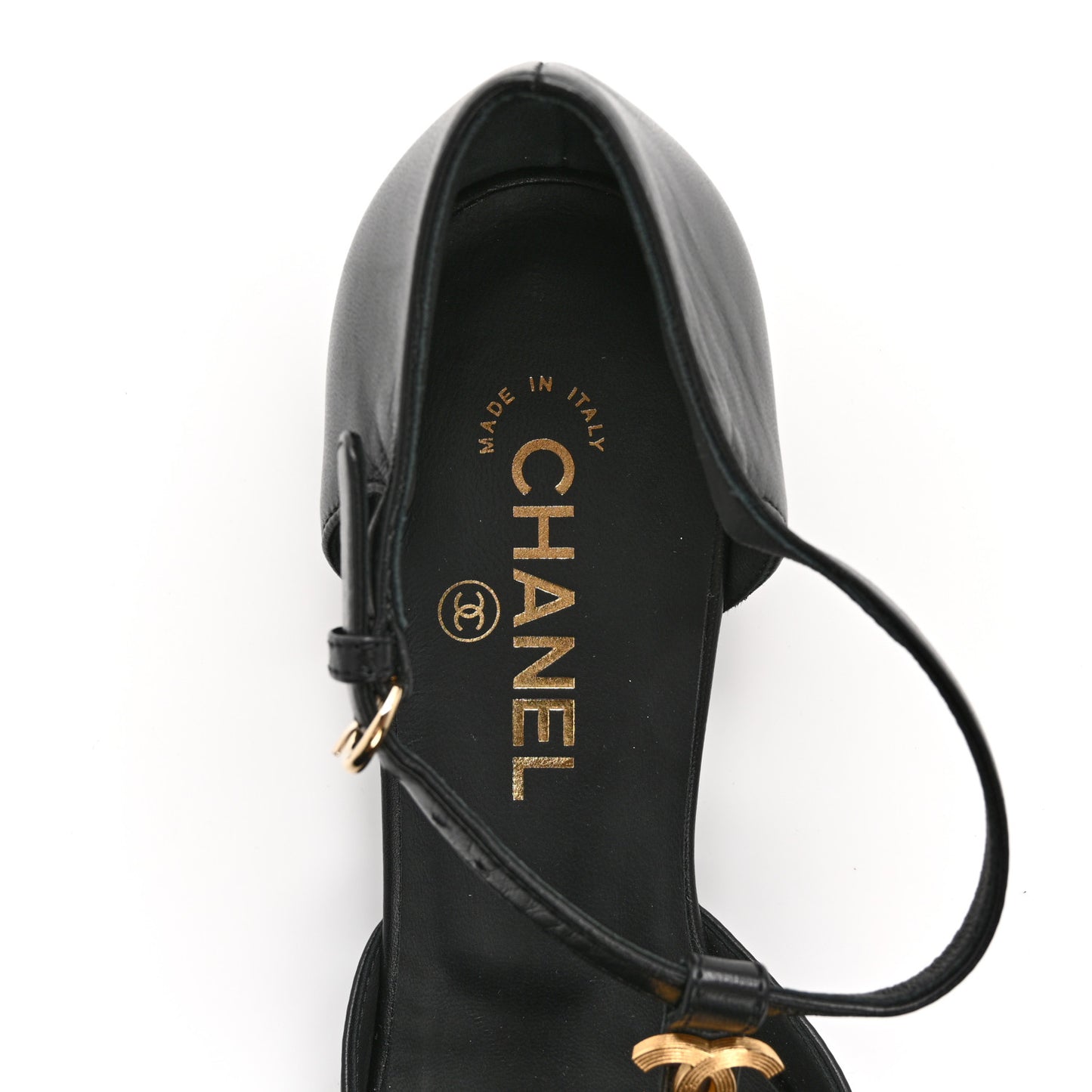 Lambskin Grosgrain Cap Toe Pearl CC Mary Jane Flats 40 Black