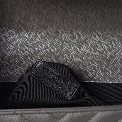 Saint Laurent Grain De Poudre Matelasse Chevron Large Monogram Satchel Earth 7 of 7