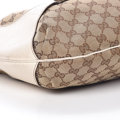 Gucci Monogram Calfskin Horsebit Hobo Off White 13 of 14