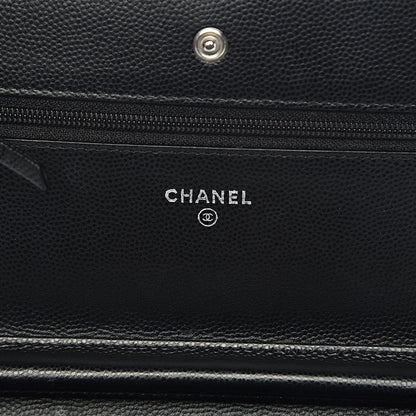 Chanel Caviar Chevron Quilted Wallet On Chain WOC Black 6 of 19