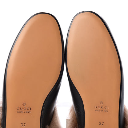 Gucci Calfskin Fur Tiger Embroidered Womens Princetown Slippers 37 Black 8 of 9