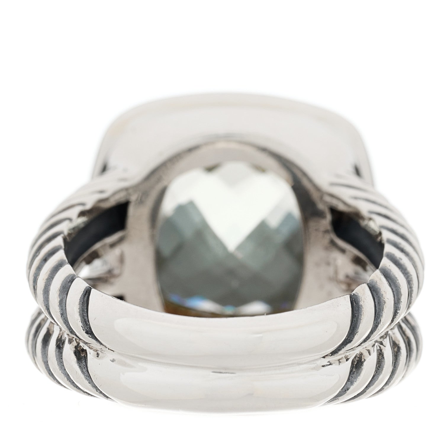 David Yurman Sterling Silver Diamond Prasiolite 11mm Albion Ring 53 6.25 4 of 5