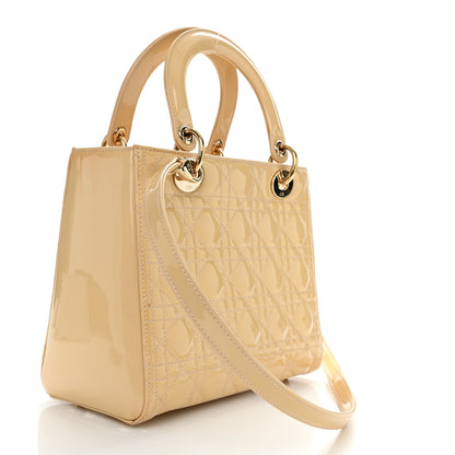 Christian Dior Patent Cannage Medium Lady Dior Beige 2 of 16