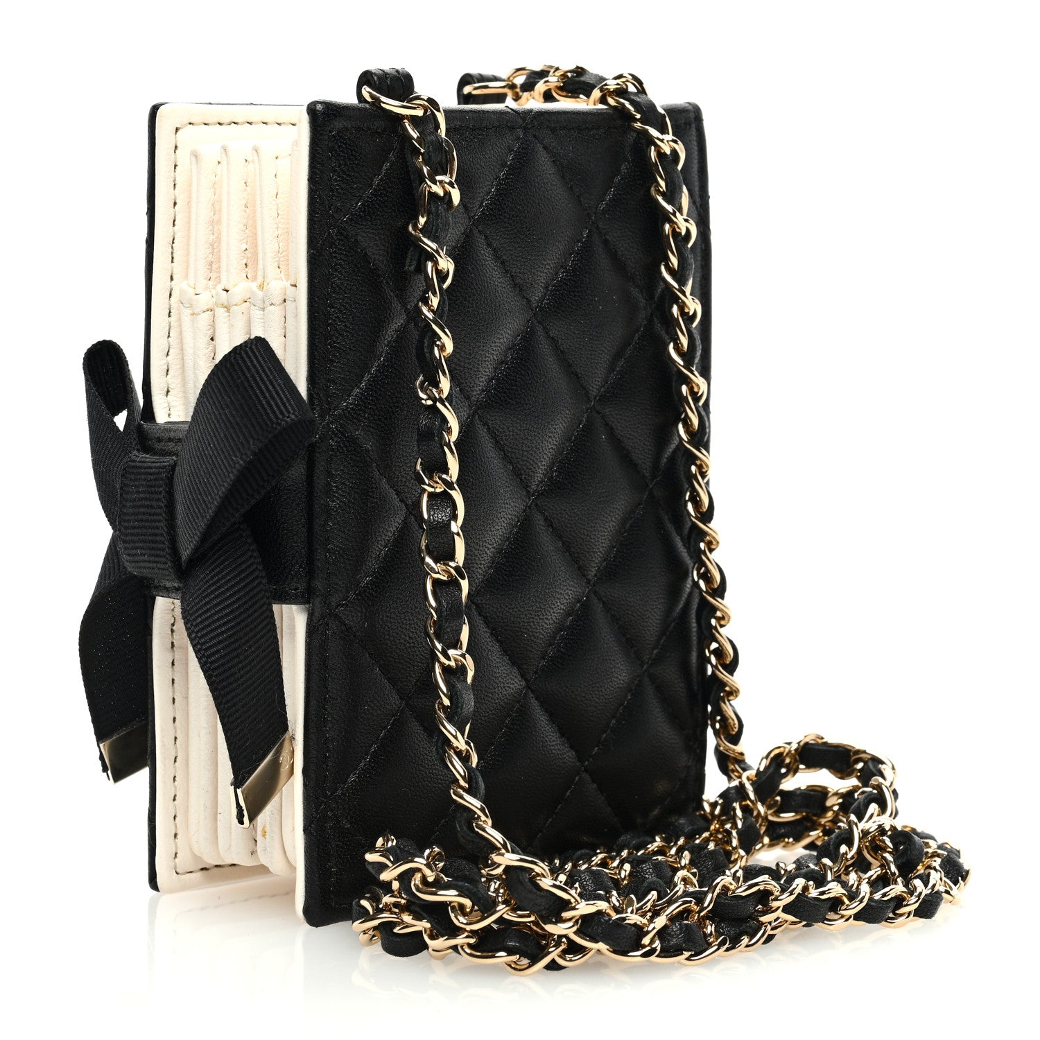 Chanel Lambskin Quilted Book Card Holder on Chain Black 2 of 11
