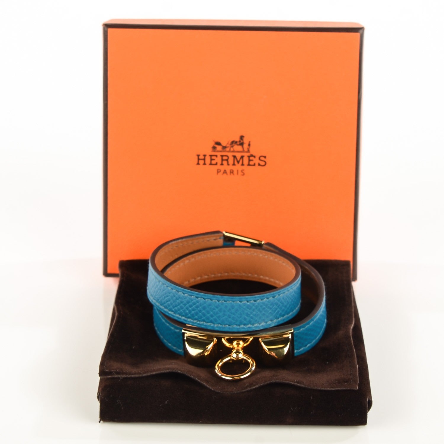 Hermes Epsom Rivale Double Tour Bracelet XS Bleu Izmir 4 of 8