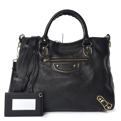 Balenciaga Chevre Gold Metallic Edge Hardware Velo Black 1 of 13