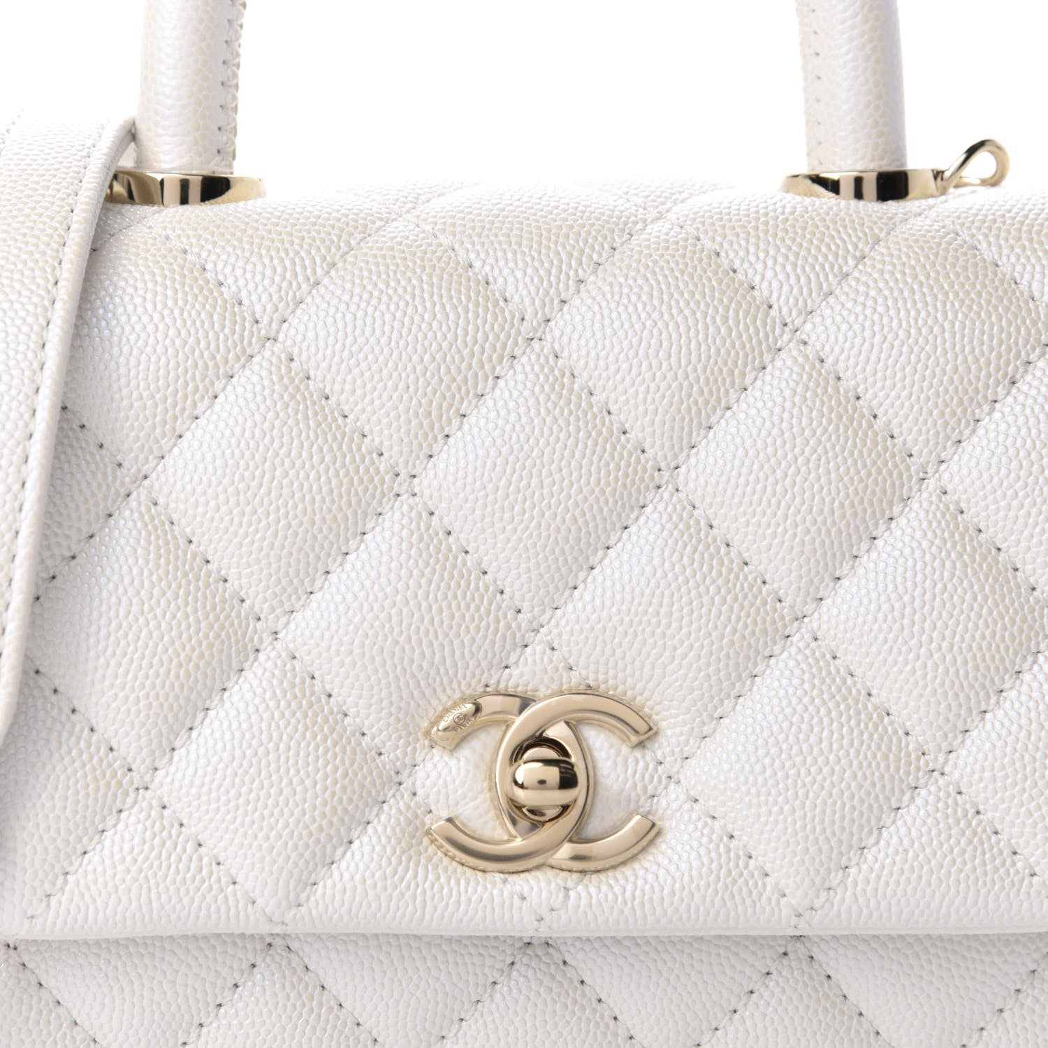 Chanel Iridescent Caviar Quilted Extra Mini Coco Handle Flap Ivory 10 of 11