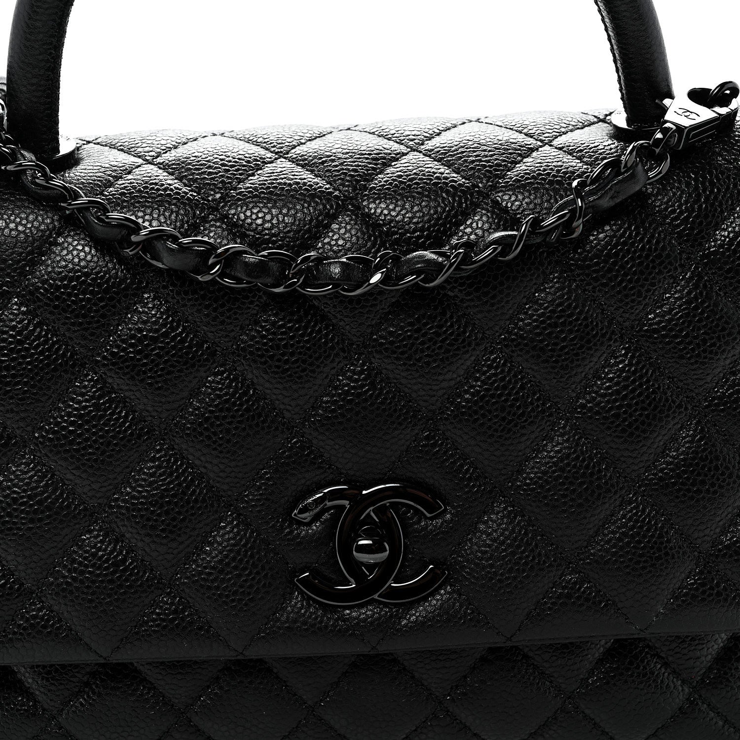 Chanel Caviar Quilted Small Coco Handle Flap So Black 8 of 10
