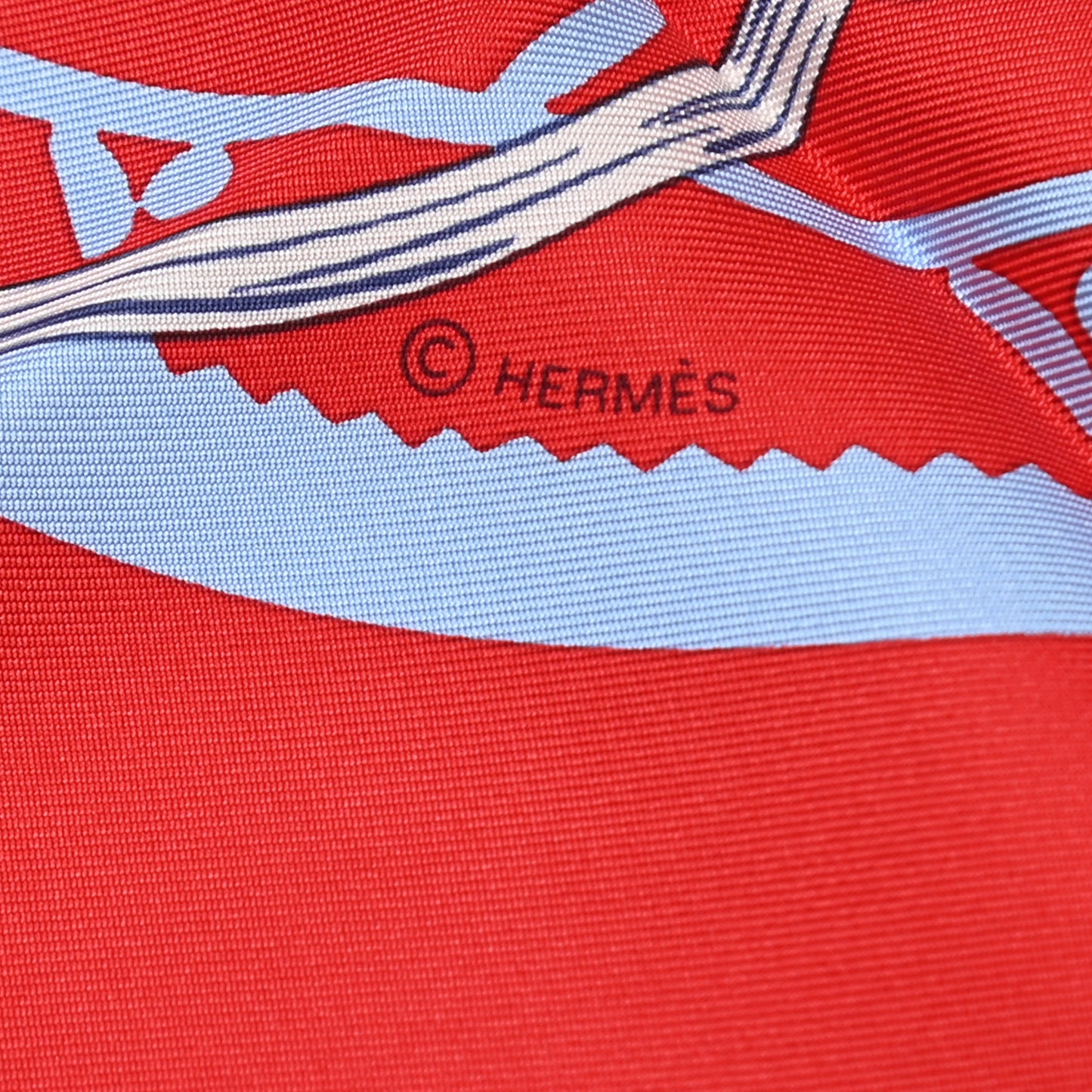 Silk Etriers Scarf 90 Rouge Vif Bleu