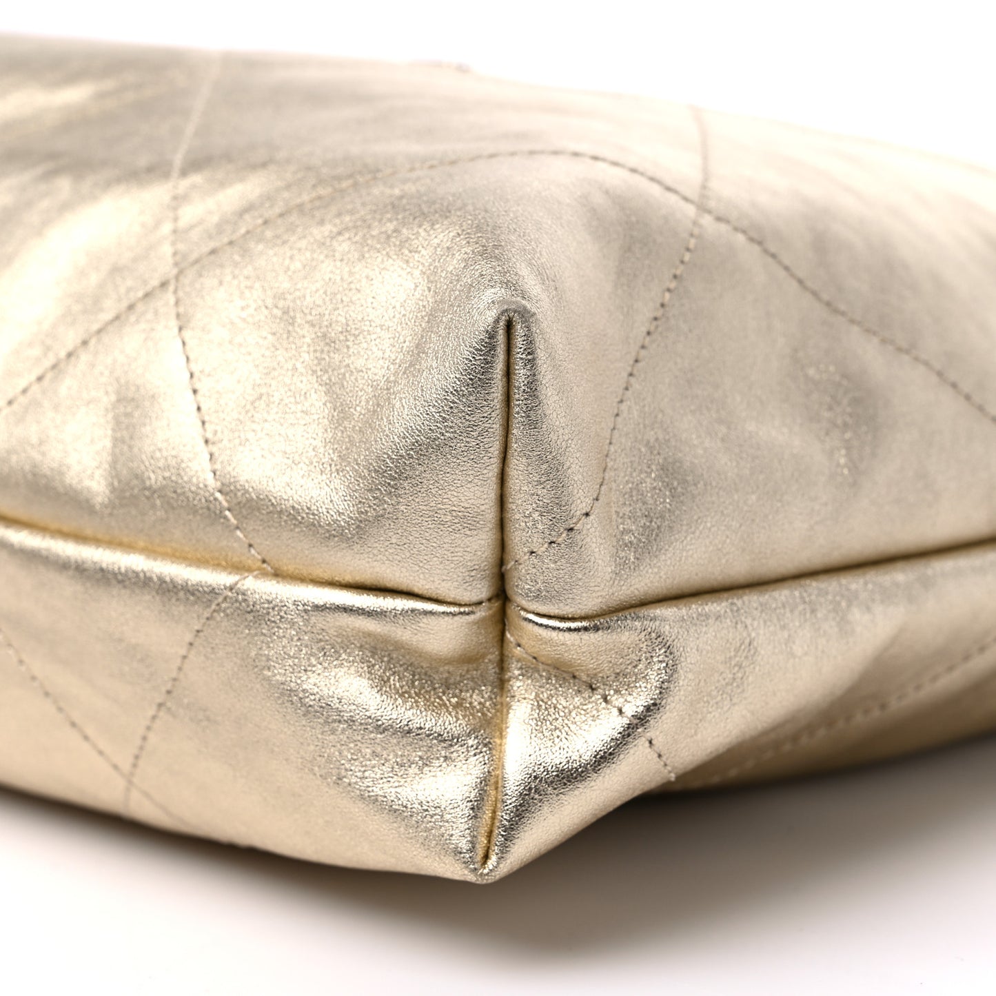 Metallic Calfskin Quilted Chanel 22 Golden