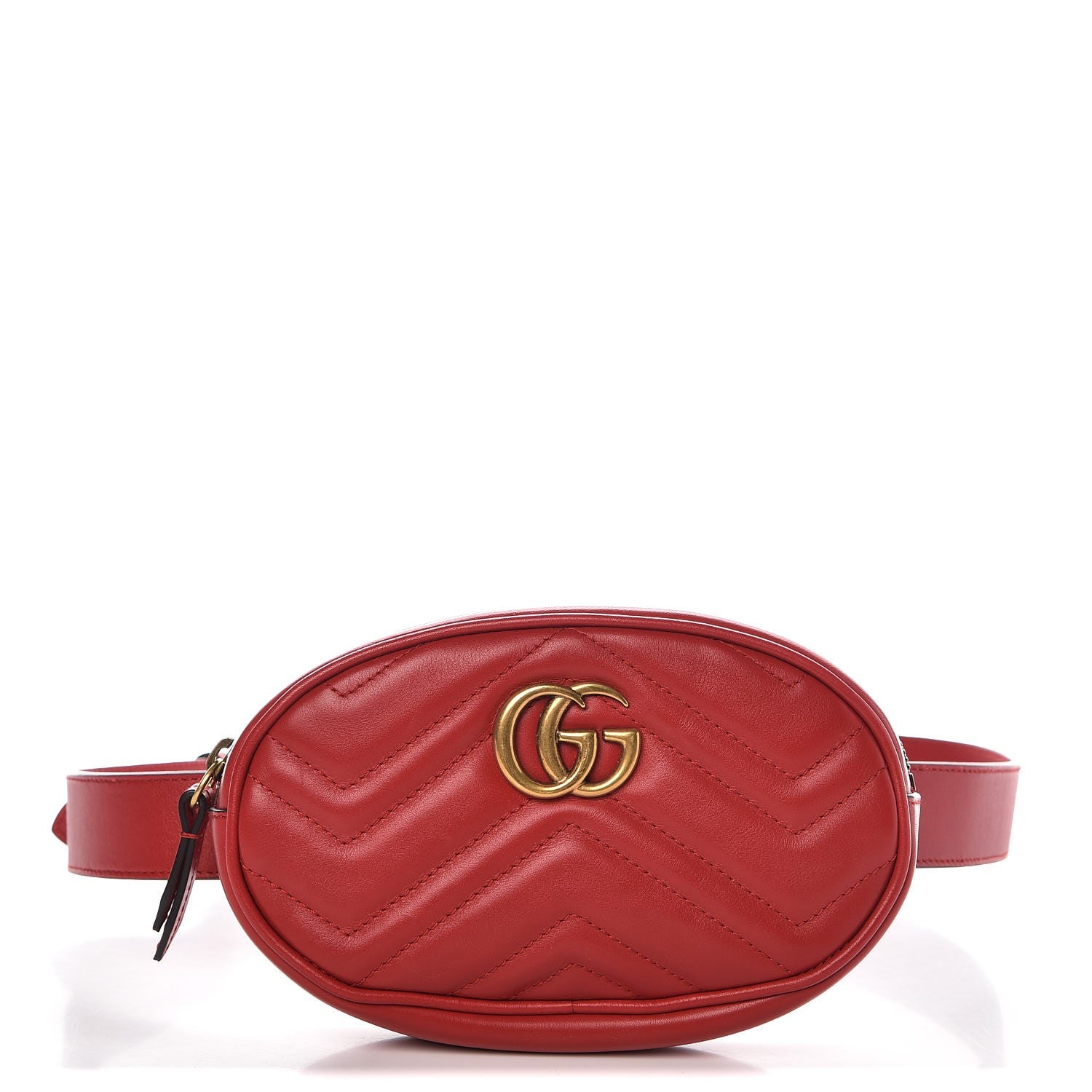 Gucci Calfskin Matelasse GG Marmont Belt Bag 85 34 Hibiscus Red 1 of 9