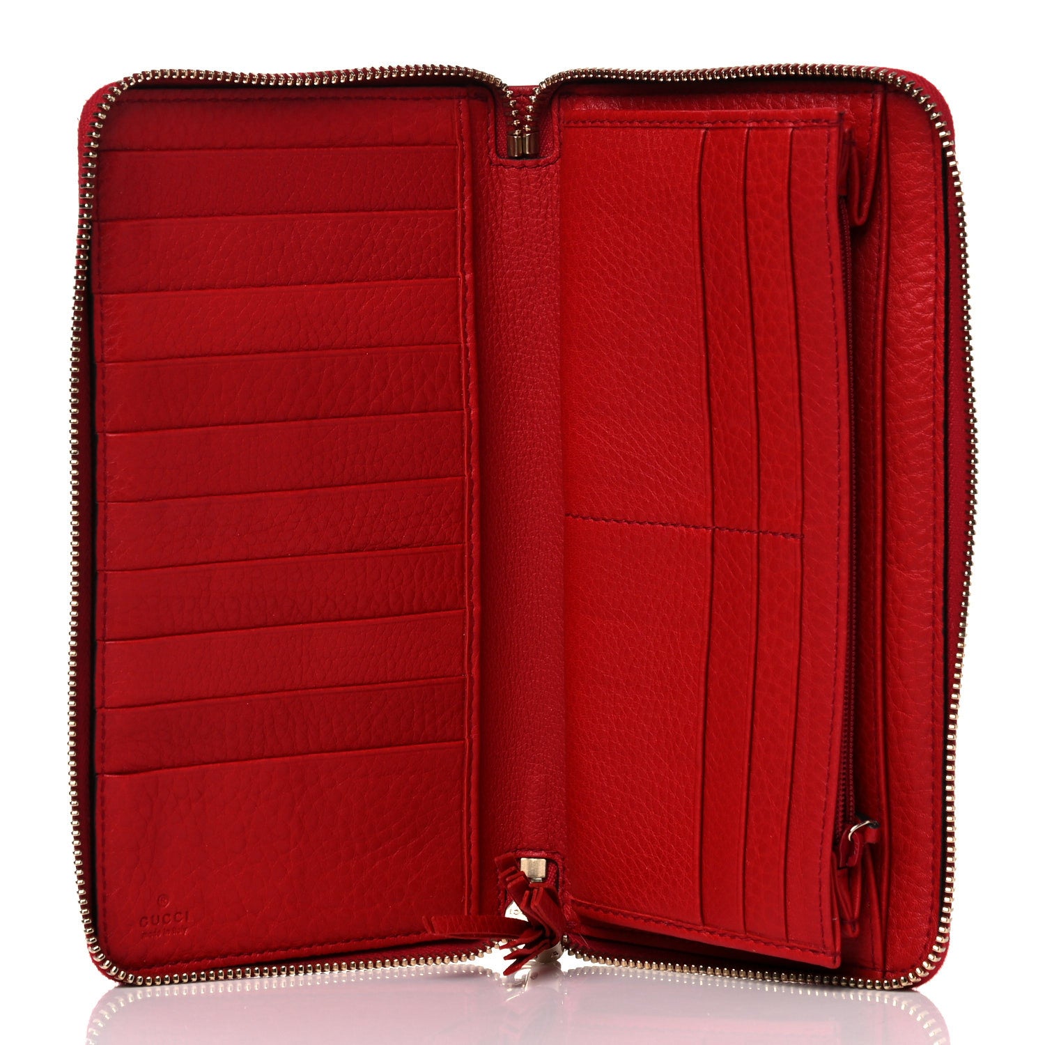 Gucci Pebbled Calfskin Soho Zip Around Wallet Red 5 of 10
