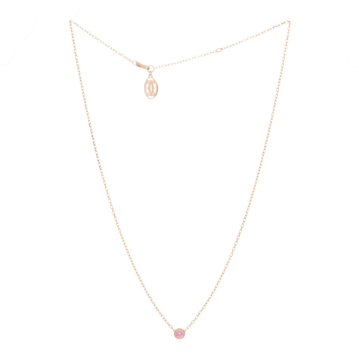 18K Pink Gold Pink Sapphire D'Amour Pendant Necklace