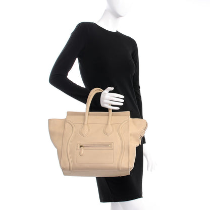 Celine Pebbled Calfskin Mini Luggage Cream 3 of 12