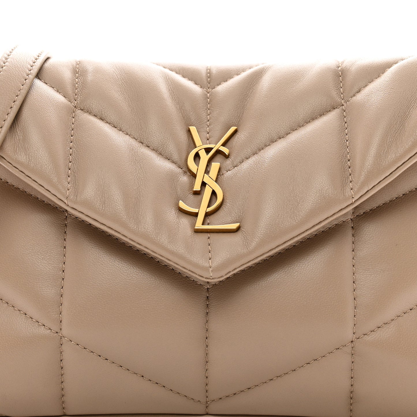 Lambskin Quilted Toy Loulou Puffer Monogram Chain Satchel Dark Beige