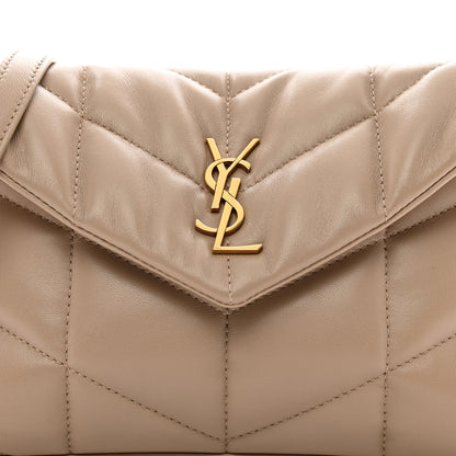 Saint Laurent Lambskin Quilted Toy Loulou Puffer Monogram Chain Satchel Dark Beige 5 of 10