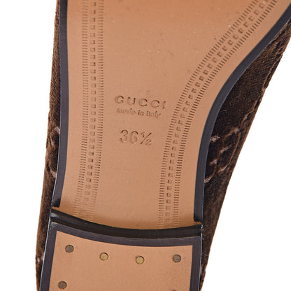 Gucci Velvet GG Monogram Horsebit Womens Jordaan Loafers 36.5 Brown Black 6 of 9