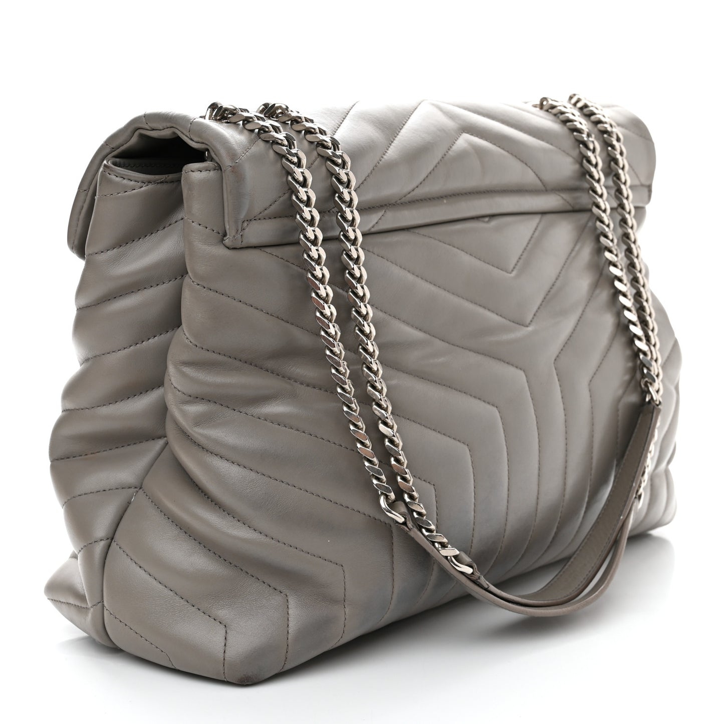 Calfskin Y Quilted Monogram Large Loulou Chain Satchel Earth