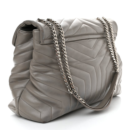 Saint Laurent Calfskin Y Quilted Monogram Large Loulou Chain Satchel Earth 3 of 21