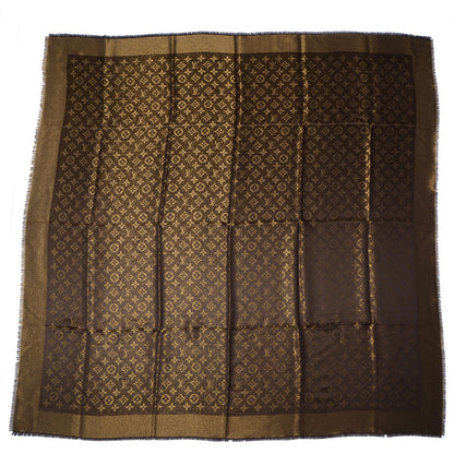 Louis Vuitton Silk Lurex Wool Monogram Shine Shawl Brown 3 of 5