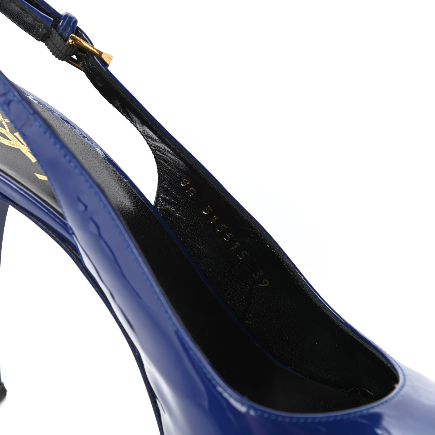 Saint Laurent Vitello Vernice Slingback Platform Pumps 39 Royal Blue 8 of 9