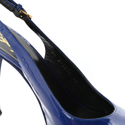Saint Laurent Vitello Vernice Slingback Platform Pumps 39 Royal Blue 8 of 9