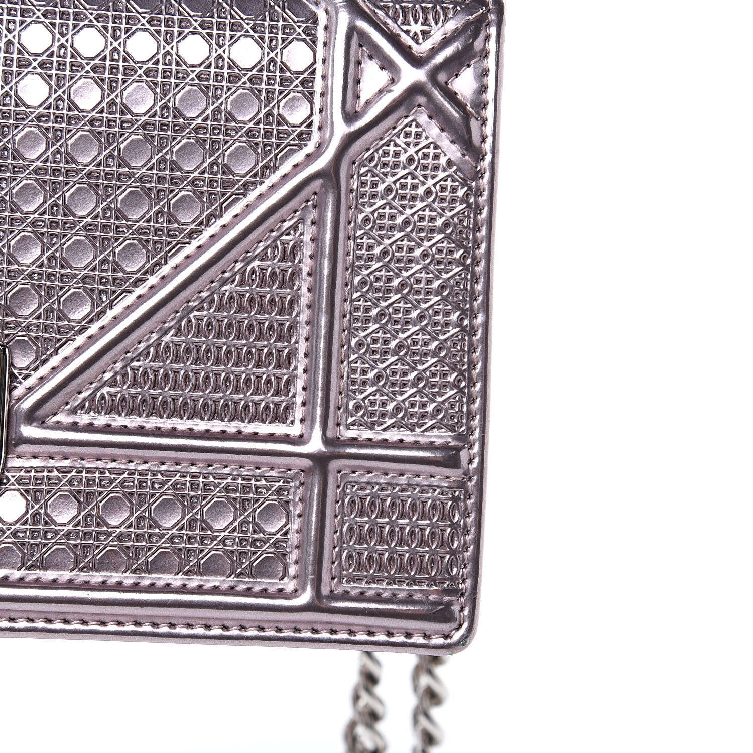 Christian Dior Metallic Patent Micro-Cannage Mini Diorama Flap Bag Pink 12 of 12