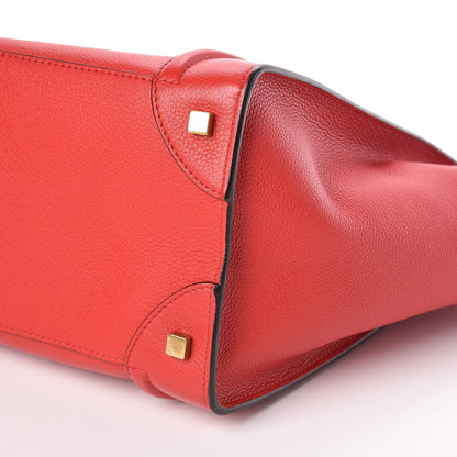 Celine Drummed Calfskin Mini Luggage Red 5 of 9