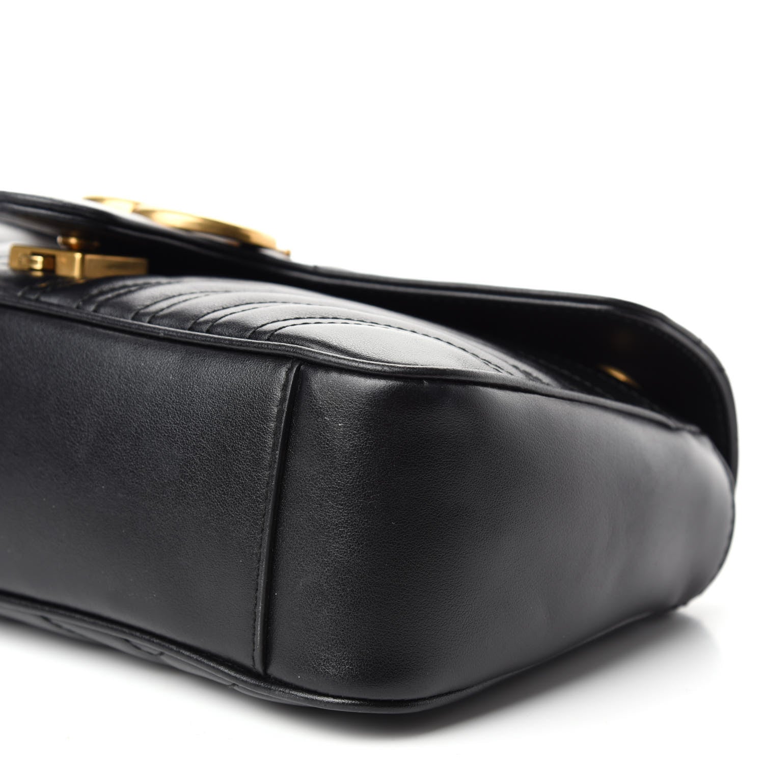 Gucci Calfskin Matelasse Small GG Marmont Shoulder Bag Black 7 of 12