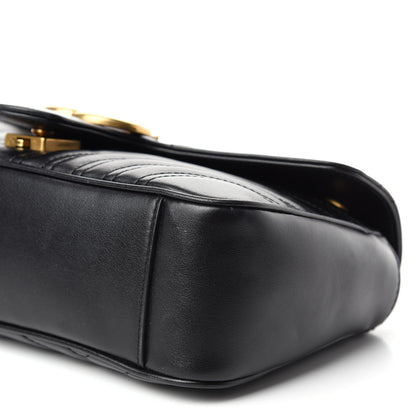 Gucci Calfskin Matelasse Small GG Marmont Shoulder Bag Black 7 of 12