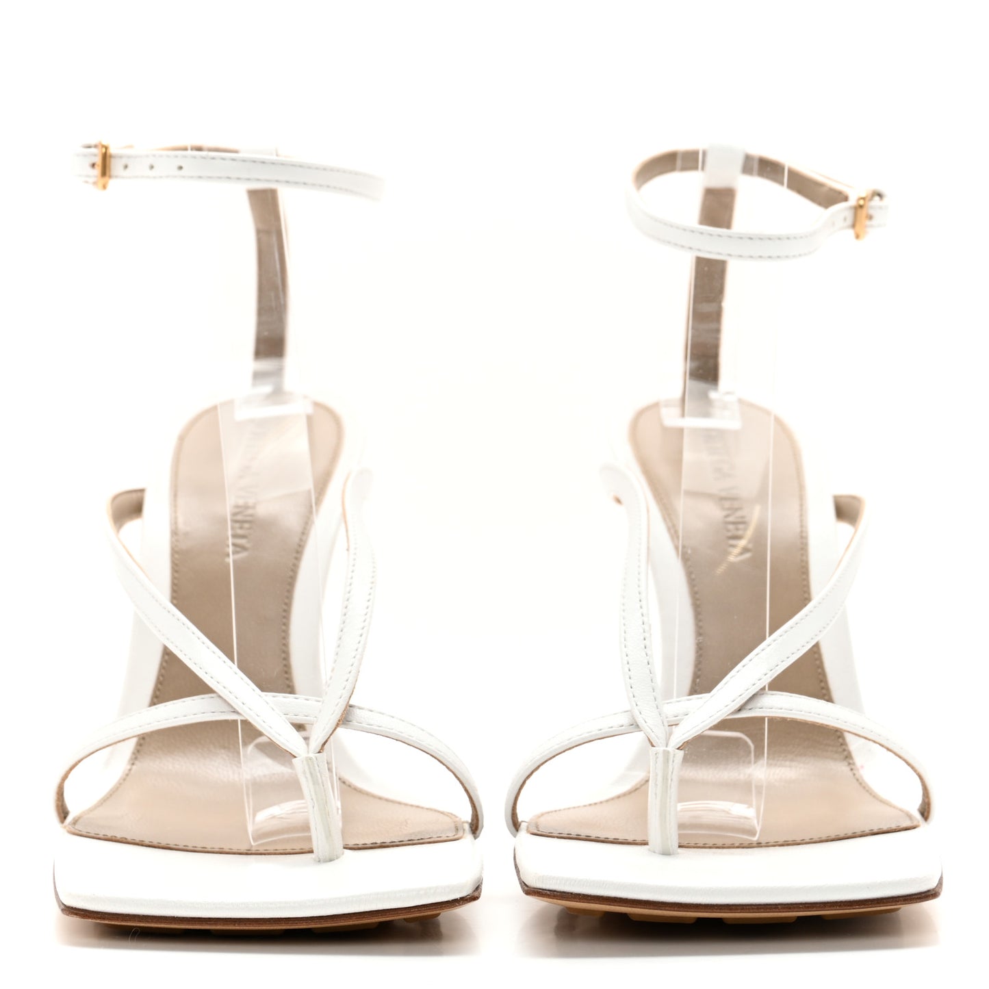 Lambskin Stretch Multi Strap 90mm Sandals 36 Optic White