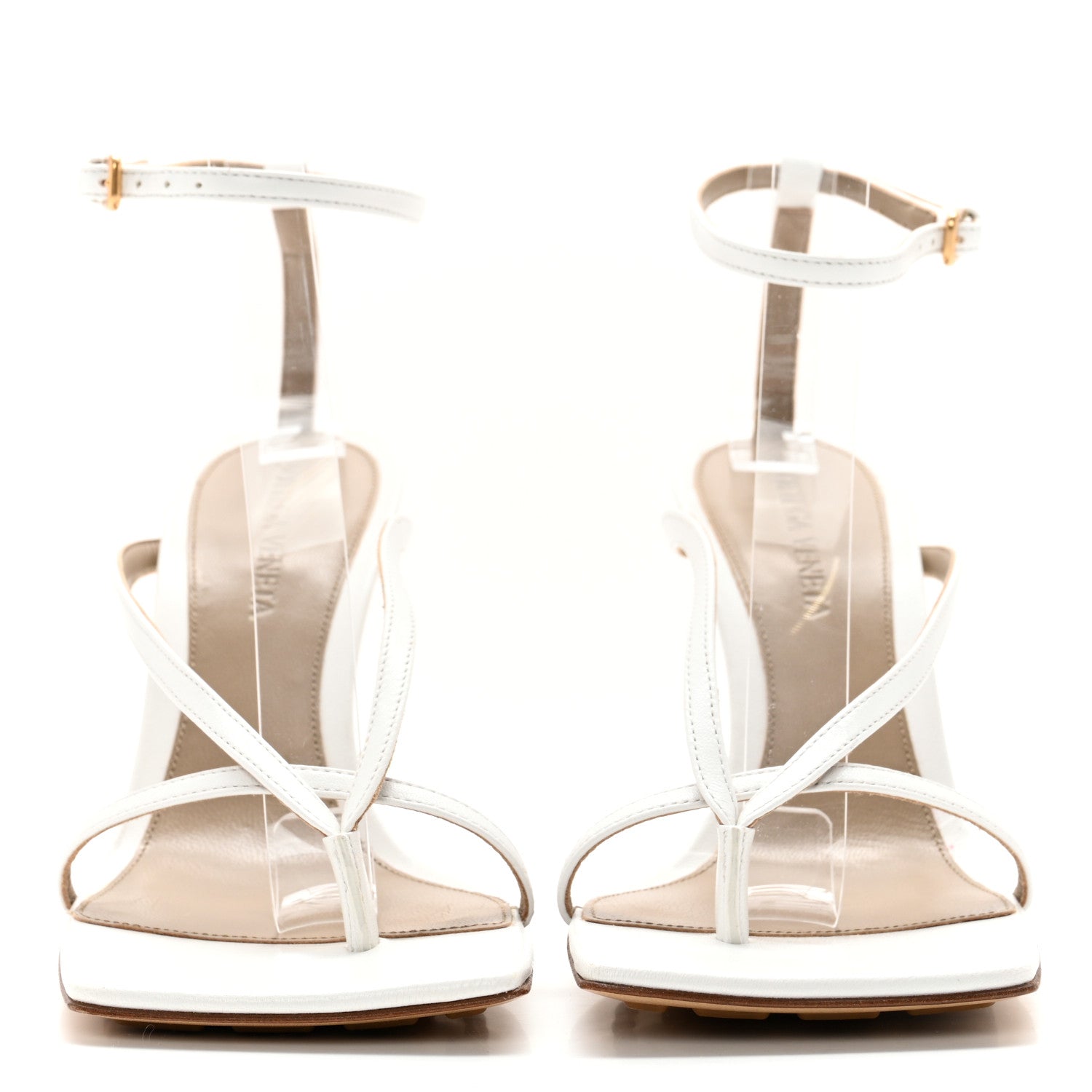 Bottega Veneta Lambskin Stretch Multi Strap 90mm Sandals 36 Optic White 2 of 10