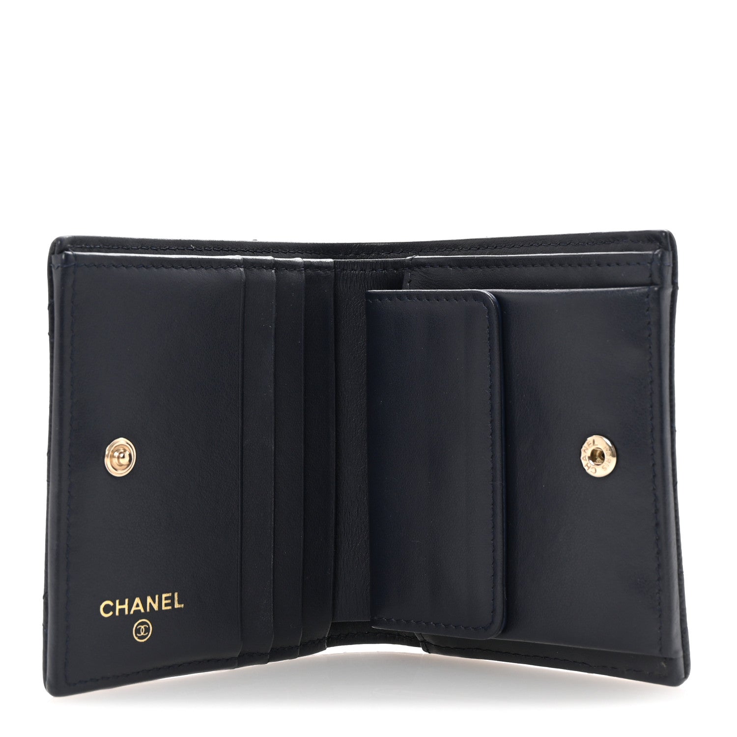 Chanel Caviar Quilted Multi Chain CC Compact Bifold Wallet Navy 5 of 9