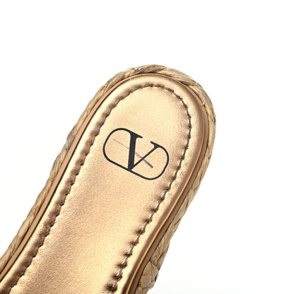 Valentino Garavani Raffia Vlogo Espadrille 5mm Flat Slide Sandals 38 Natural 13 of 15