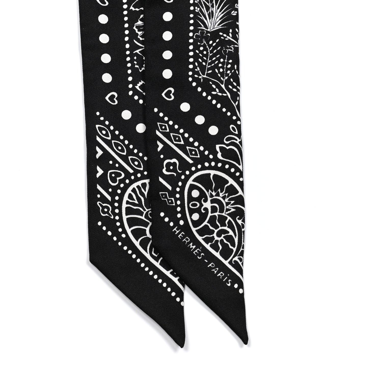 Silk Peuple Du Vent Bandana Twilly Black White