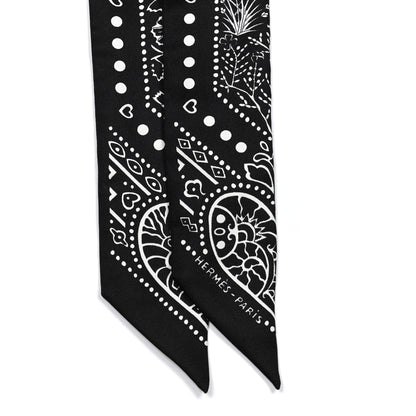Hermes Silk Peuple Du Vent Bandana Twilly Black White 2 of 4