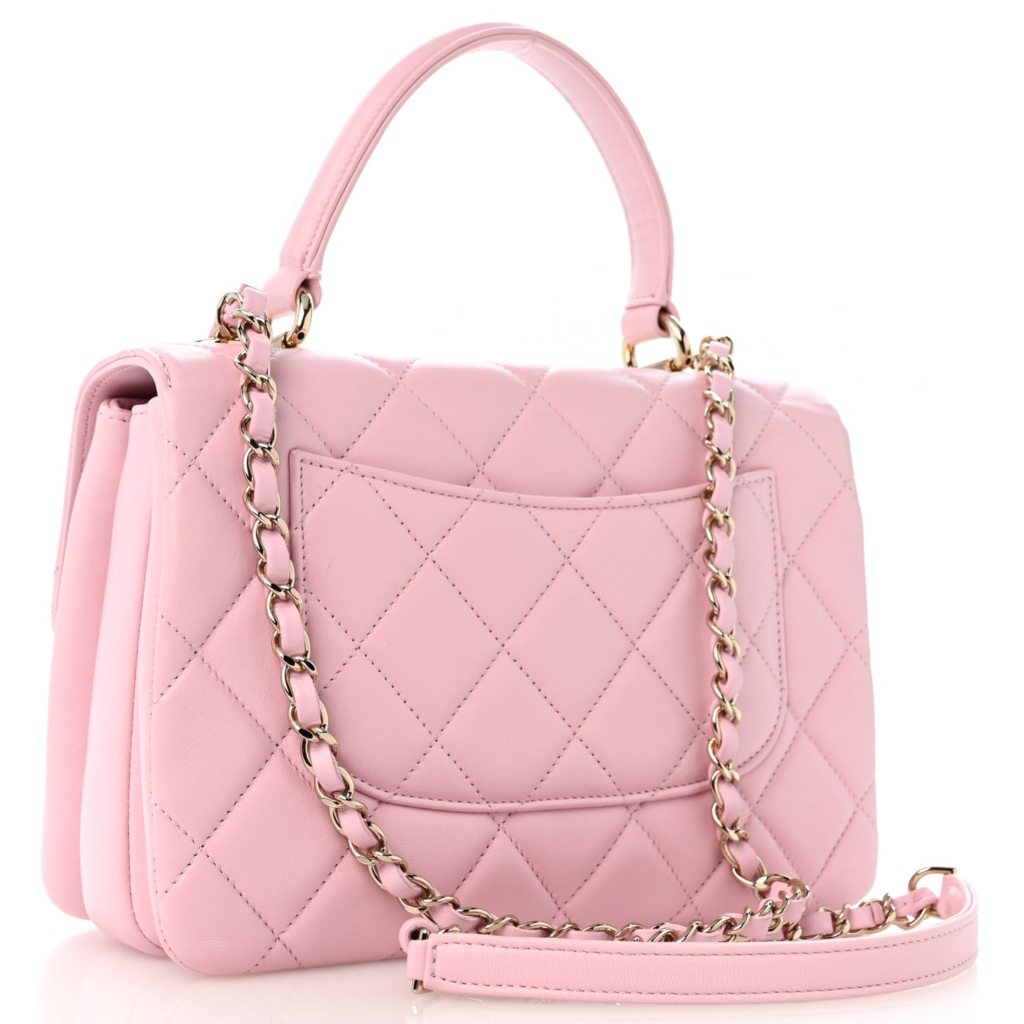 Lambskin Quilted Small Trendy CC Flap Dual Handle Bag Light Pink