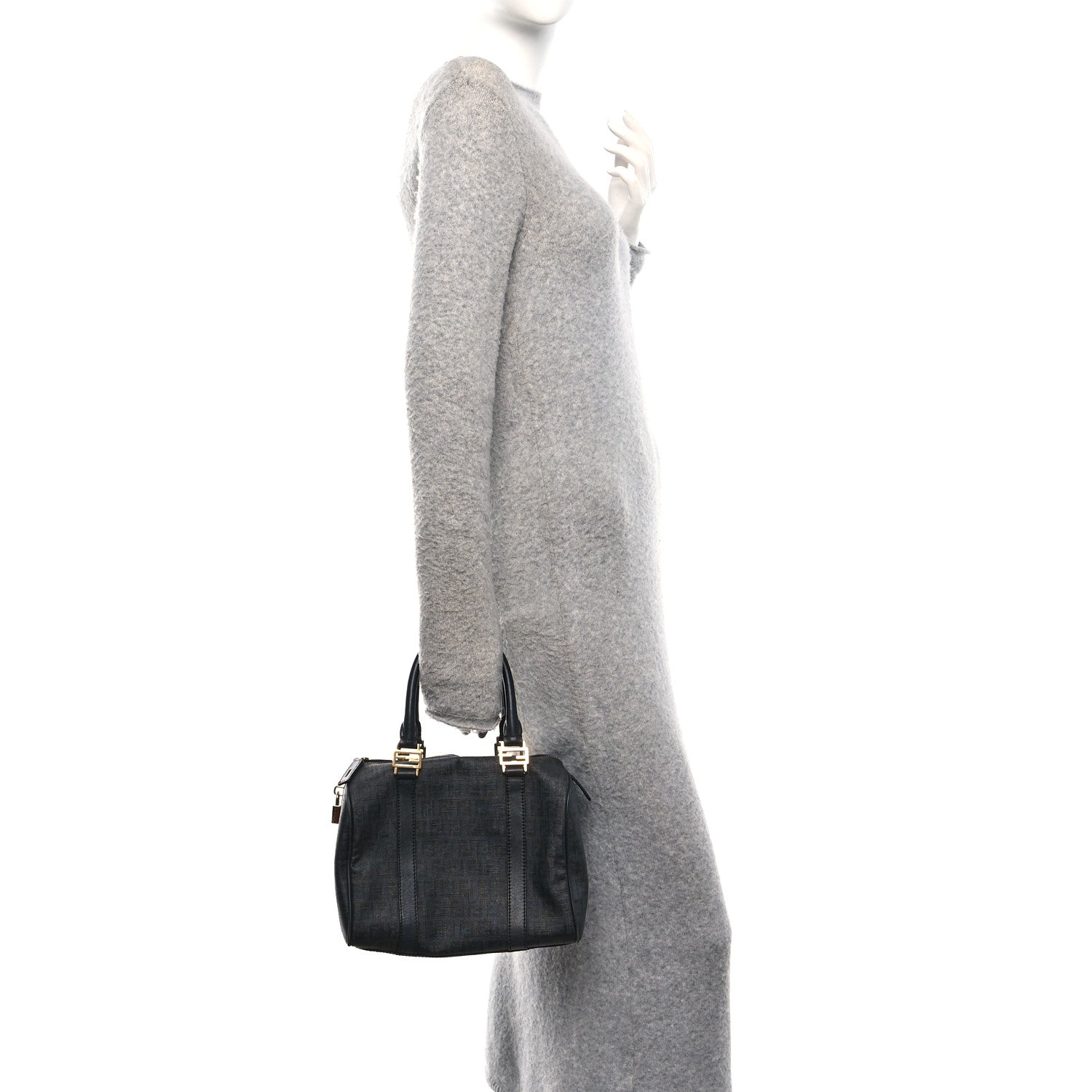 Fendi Zucchino Spalmati Vitello Small Boston Black 1882377