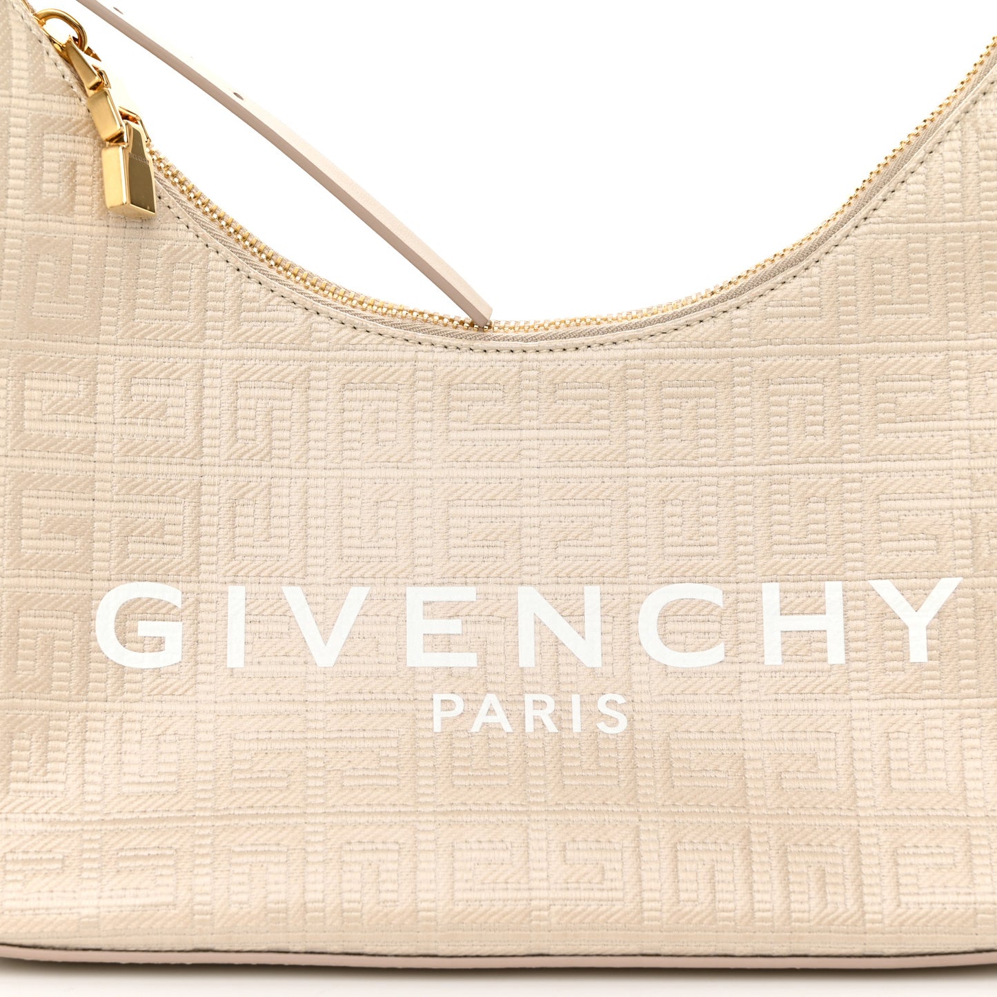 Coated Canvas Logo 4G Embossed Small Moon Cut Out Shoulder Bag Natural Beige