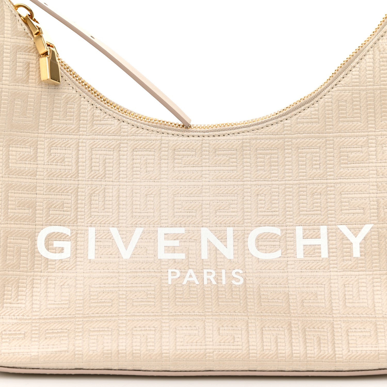 Givenchy Coated Canvas Logo 4G Embossed Small Moon Cut Out Shoulder Bag Natural Beige 8 of 11