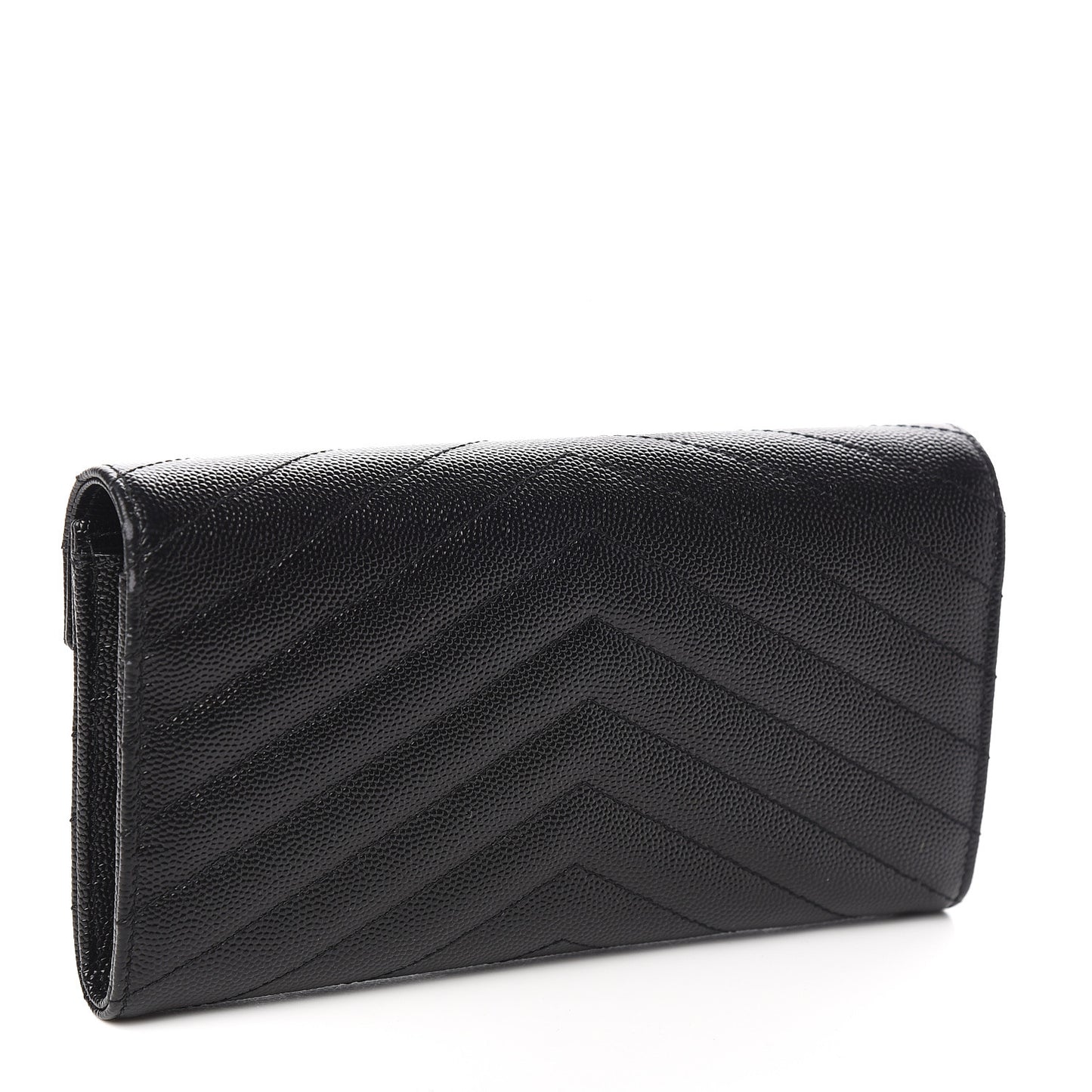 Grain De Poudre Matelasse Chevron Monogram Flap Wallet Black