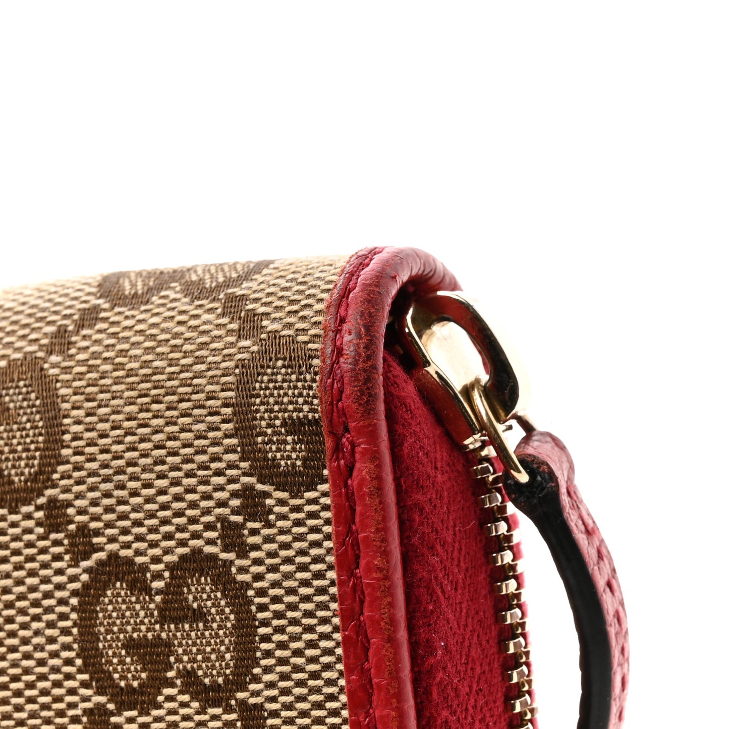 Monogram Dollar Calfskin Zip Around Compact Wallet Beige Ebony Rosso